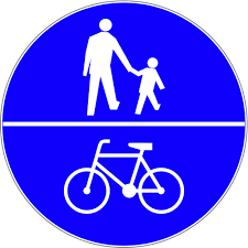 Symbol roweru i pieszego oddzielone są kreską poziomą.