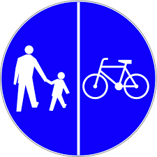 Symbol roweru i pieszego oddzielone są kreską pionową.