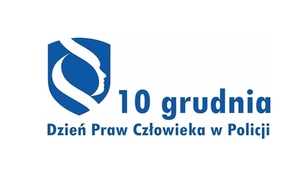 Logo z napisem 10 grudnia Dzień Prawa człowieka w Policji