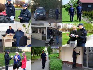 Kolaż 9 zdjęć przedstawiających służbę dzielnicowego. Zdjęcie/Źródło: https://dzielnicowy-blizej-nas.policja.pl