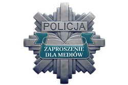 Grafika przedstawiająca policyjną gwiazdę z napisem Zaproszenie dla mediów.