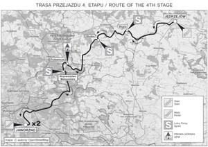 Mapa przejazdu wyścigu kolarskiego - obraz ze strony www.wyscig.com.pl