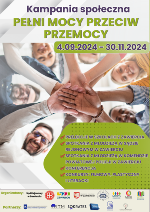 Plakat kampanii &quot;Pełni mocy przeciw przemocy&quot;.