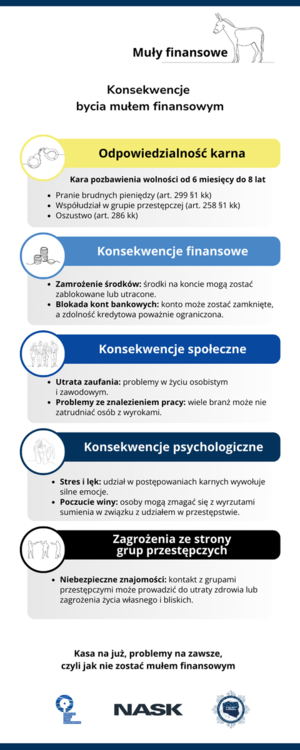 Konsekwencje bycia mułem finansowym.