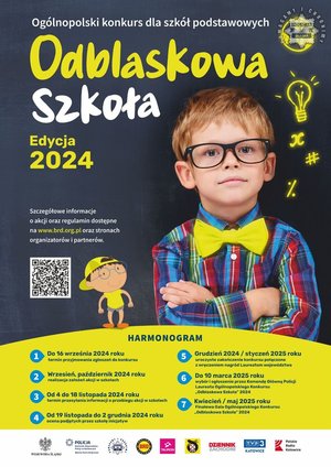 Zdjęcie kolorowe przedstawia plakat konkursu &quot;Odblaskowa Szkoła 2024&quot;.