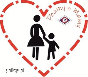 Grafika przedstawia dwie postacie: Matkę prowadzącą za rękę dziecko. Obie postaci znajdują się w obrysie w kształcie serca.