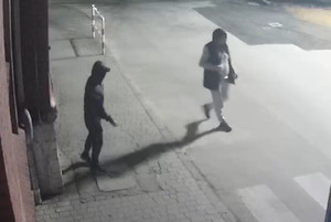 Na zdjęciu widoczni sprawcy zniszczenia mienia.