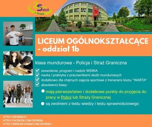 Ulotka z informacjami o rekrutacji do klasy mundurowej.