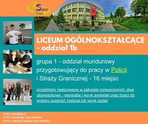 Ulotka z informacjami o rekrutacji do klasy mundurowej.