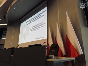 Na zdjęciu widoczny wyświetlony slajd prezentacji.