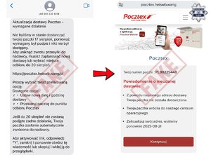 Na zdjęciu widoczna treść fakeowych wiadomości.