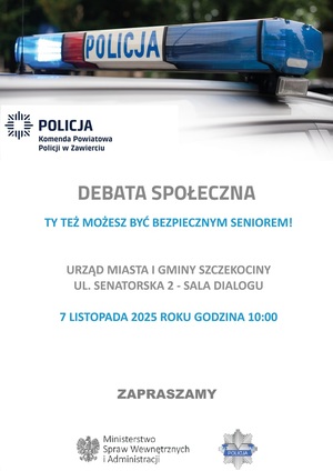 Plakat na temat debaty. Szczegółowe informacje zawarte w tekście.