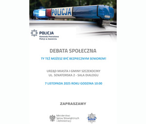 Plakat na temat debaty. Szczegółowe informacje zawarte w tekście.