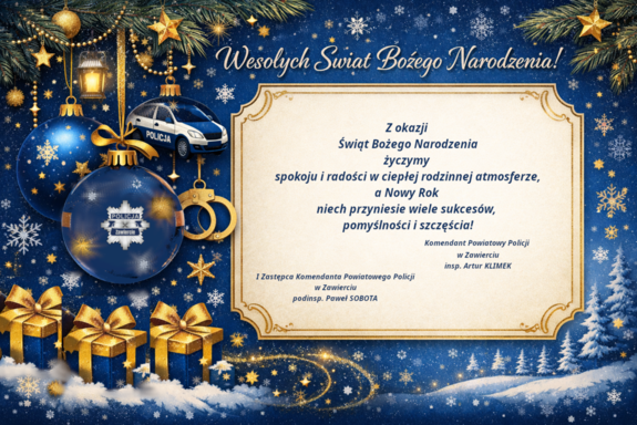 Z okazji Świąt Bożego Narodzenia życzymy spokoju i radości w ciepłej rodzinnej atmosferze, a Nowy Rok niech przyniesie wiele sukcesów, pomyślności i szczęścia!