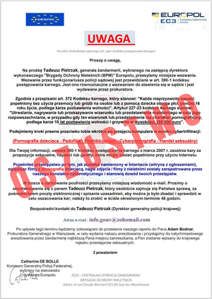 Przykładowy mail od oszusta.