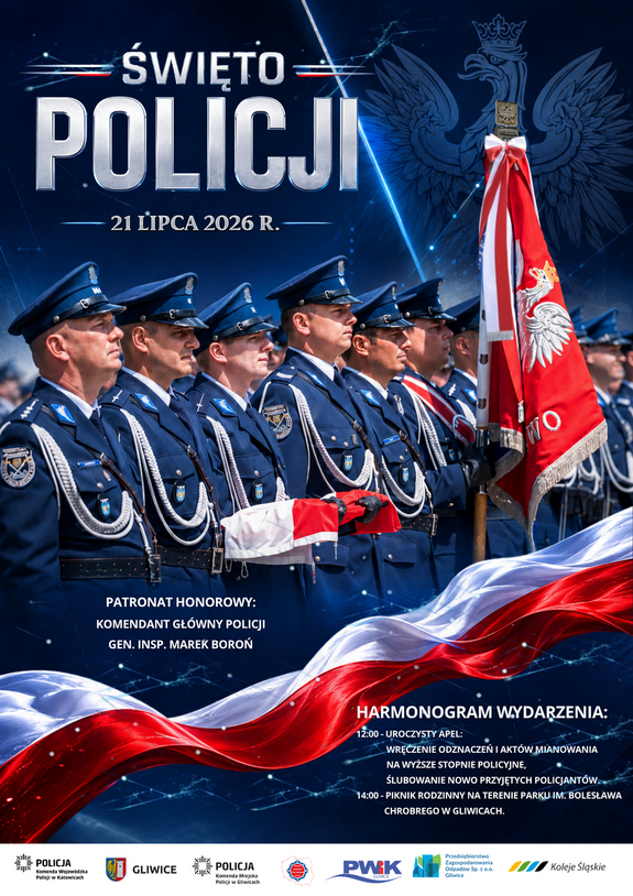 Plakat dotyczący Święta Policji.